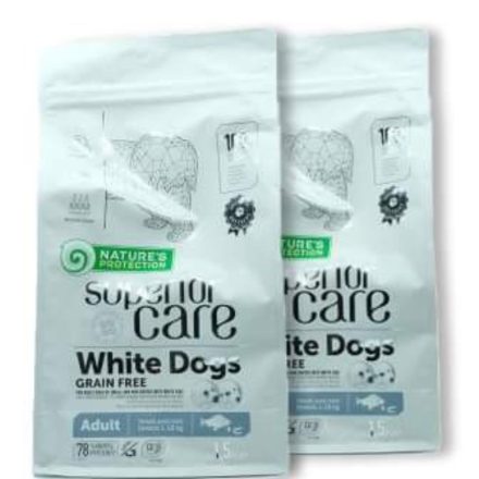 Nature's Protection White Dogs Grain Free White Fish kutyatáp 2 × 1,5 kg – szemfolyás ellen