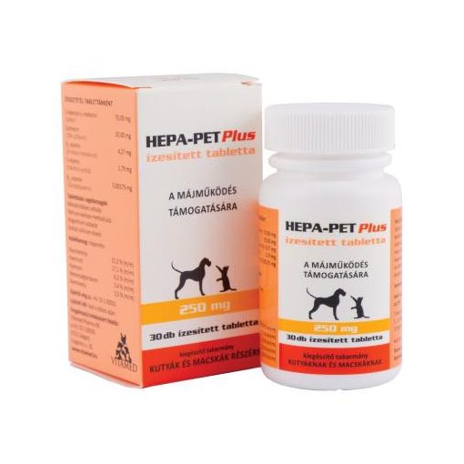 Hepa-Pet Plus 250 mg tabletta 30x - májvédő, májtisztító tabletta macskáknak, kistestű kutyáknak