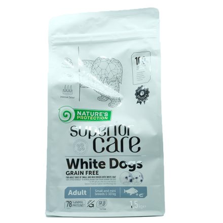 Nature's Protection White Dogs Grain Free White Fish kutyatáp fehér szőrű kutyáknak 1,5 kg