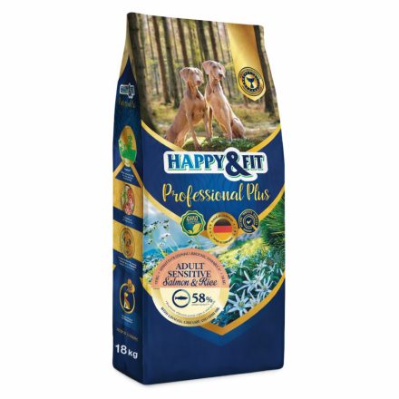 Happy & Fit Professional Plus Sensitive Salmon & Rice lazacos kutyatáp 18 kg