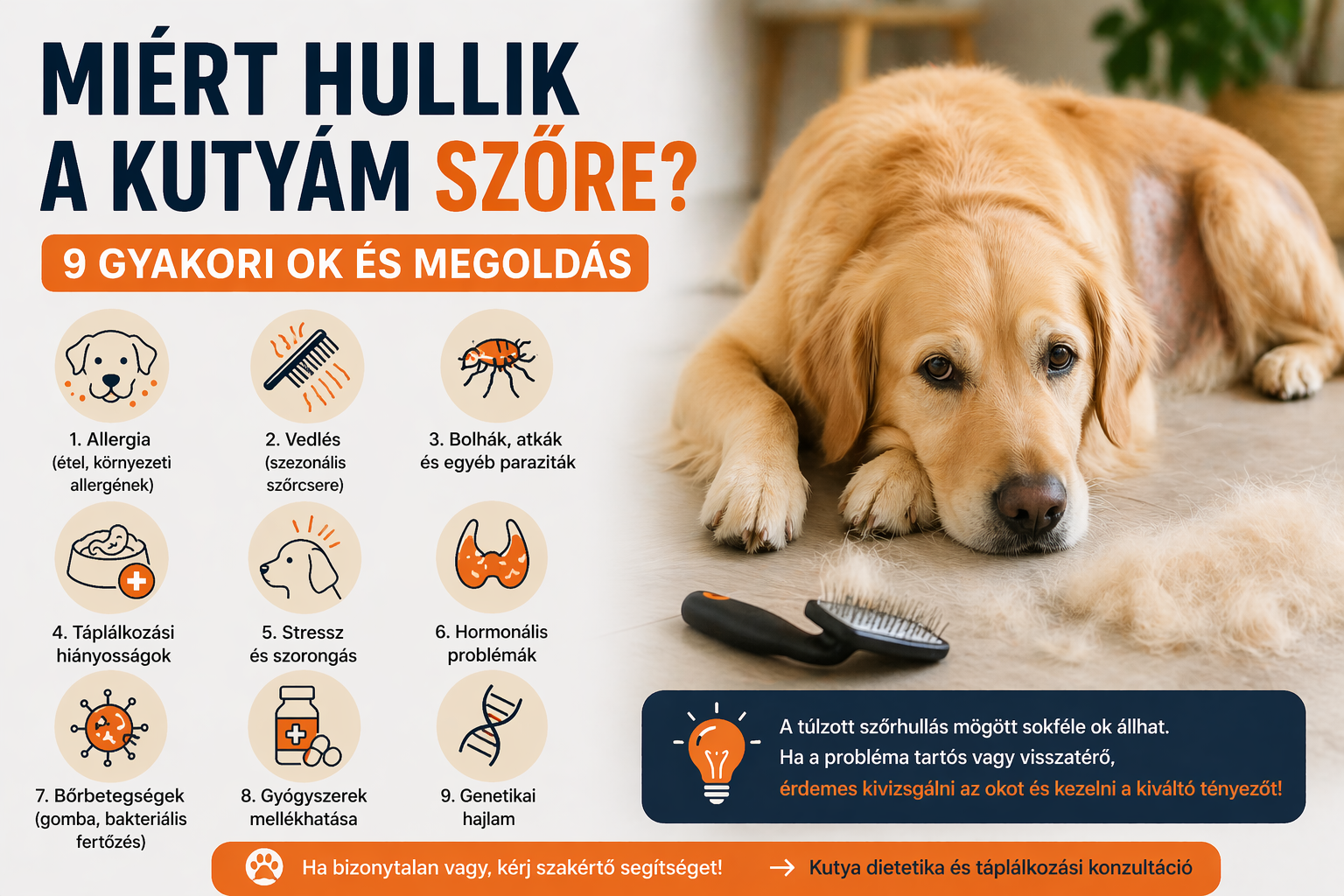 Miért hullik a kutyám szőre? 9 gyakori ok és megoldás