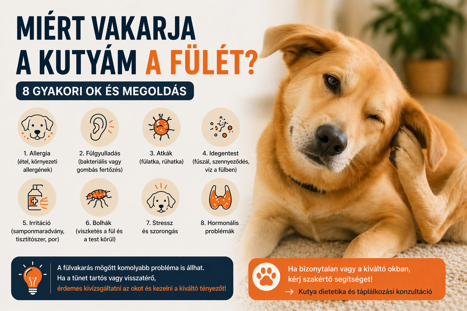 Miért vakarja a kutyám a fülét? 8 gyakori ok és megoldás
